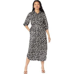 Little Mistress Laura Dress Women 10 Black Stretch Belted Waist Side Slit JDM877